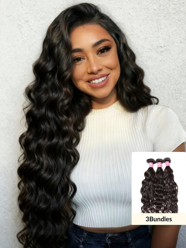 Sunber Brazilian Natural Wave Three Bundles Hair Weave Natural Color Human Hair