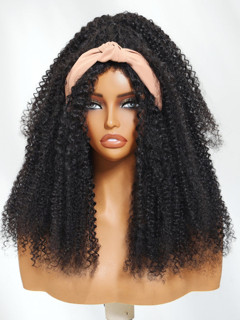 Sunber Flip Over 3/4 Half Wig Seamless Kinky Curly with 4C Edge and Invisi Drawstring-Glueless Put On And Go Beginner Friendly