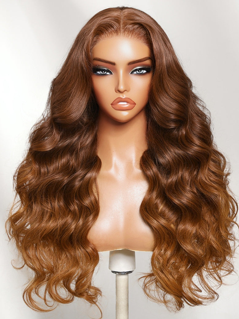 Sunber 13x4 Pre Everything Copper Auburn Ombre Body Wave Lace Frontal Wig With Elastic Drawstring
