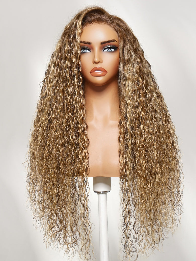 Sunber Water Wave Honey Blonde Highlighted 13x4 Pre Everything Lace Frontal Wig With Invisi Drawstring