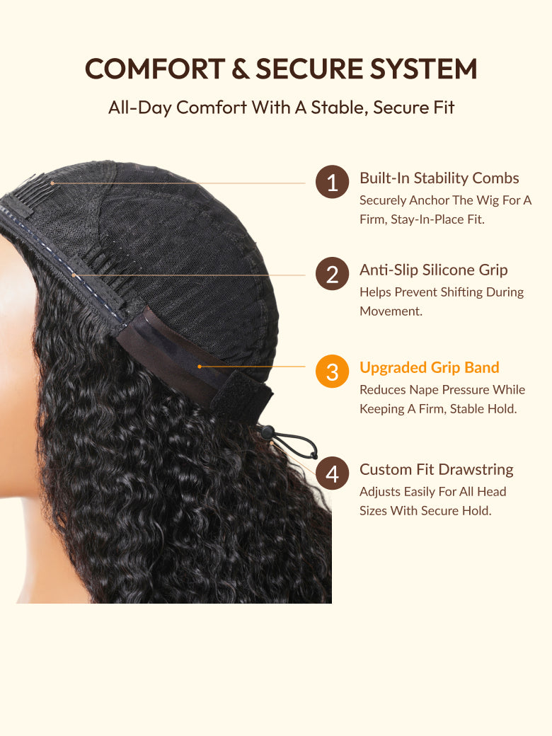 Sunber Burmese Curly Glueless Install Half Wig with Finger Coily Ends Beginner Friendly Flash Sale