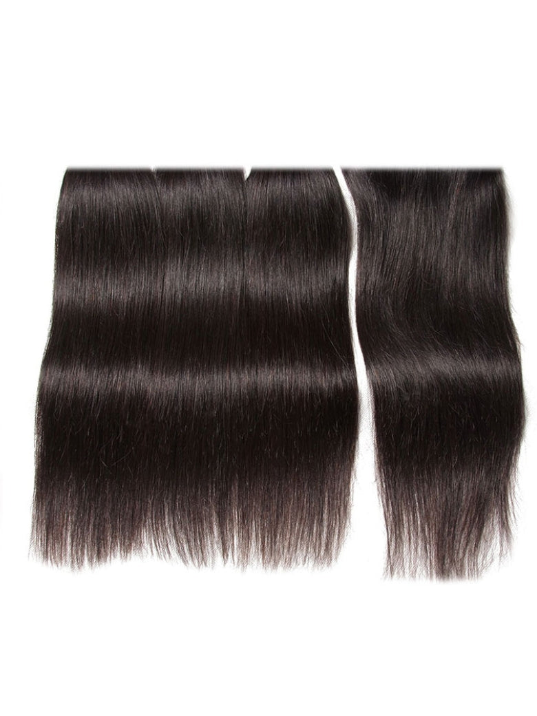 Sunber Hair Brazilian Virgin Hair Silky Straight Hair 3 Bundles Human Hair Weaves With 4x4 Lace Closure Flash Sale