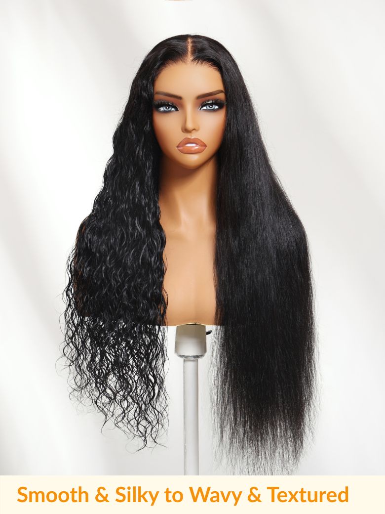 Sunber 13x4 Pre Everything Wet & Wavy 2 in 1 Dry Straight to Wet Water Wave Human Hair Lace Frontal Wig With Invisi Drawstring
