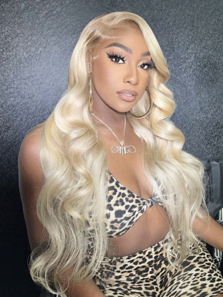 Sunber Hair 3 Bundles 613 Blonde Body Wave Human Hair Weaves With 4X4 Lace Closure