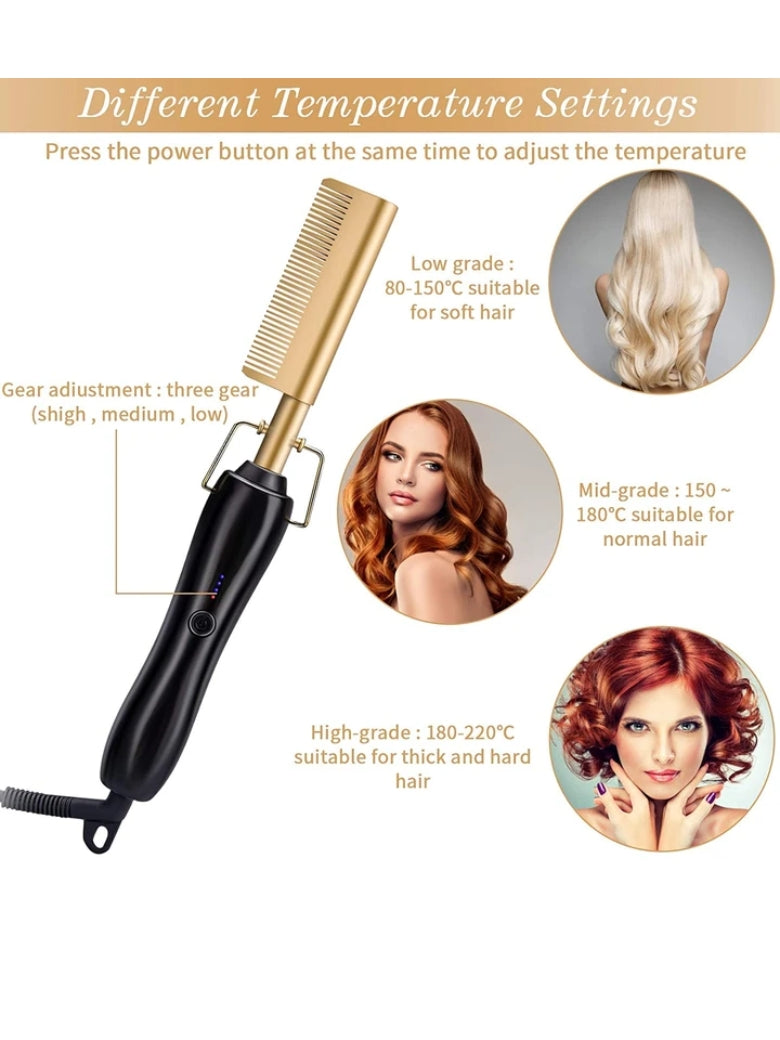 2500 Points Redeem 3 in 1 Hot Comb Hair Straightener Multifunctional Copper Hair Straightener Brush Straightening Comb