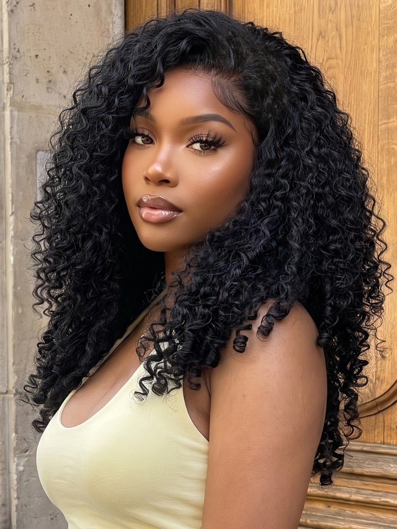 Sunber Burmese Curly Glueless Install Half Wig with Finger Coily Ends Beginner Friendly Flash Sale