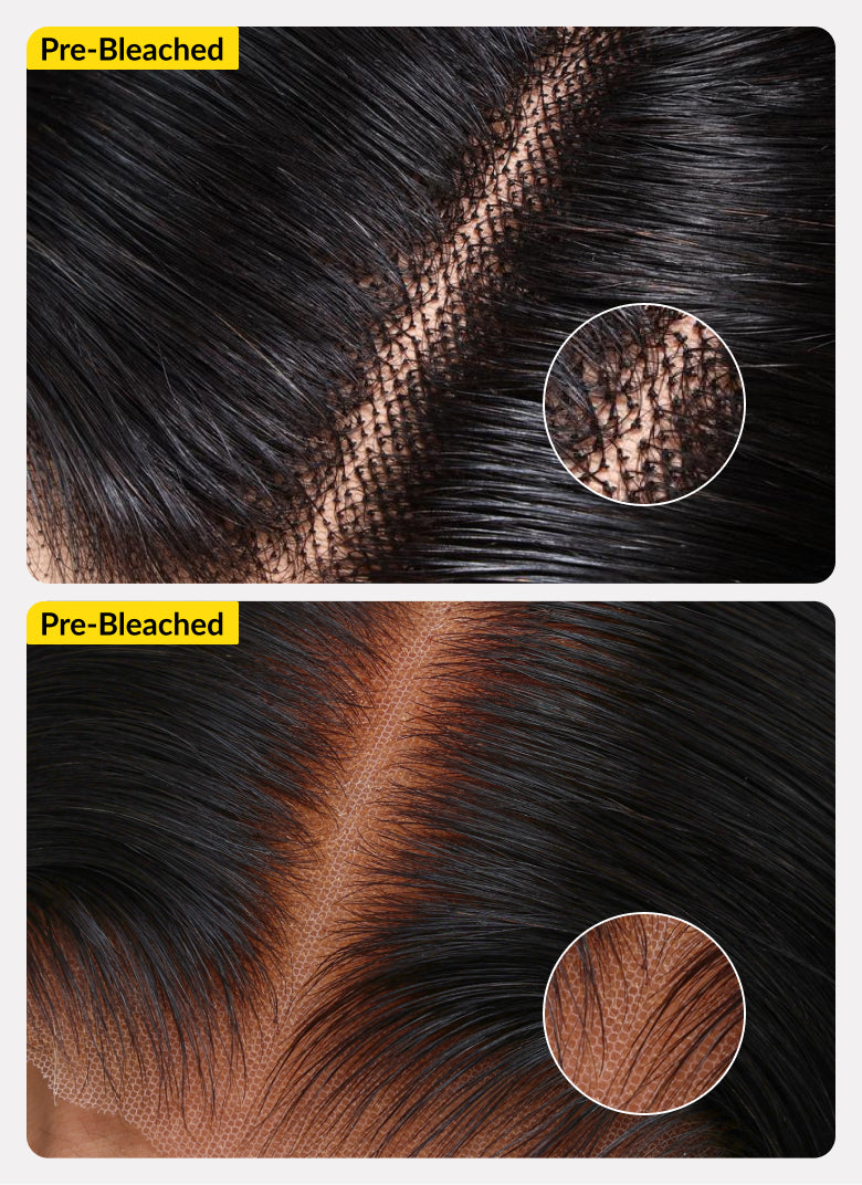 Sunber 7x5 Pre-Cut Body Wave Bye Bye Knots Honey Blonde Glueless Highlights Lace Human Hair Wig