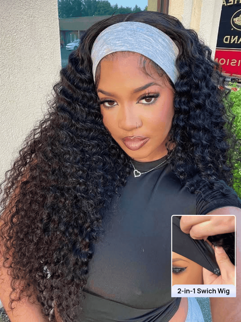 Sunber Headband Half Wig Beginner Friendly 2-IN-1 Switch™ Water Wave Glueless Wig With Flash Sale