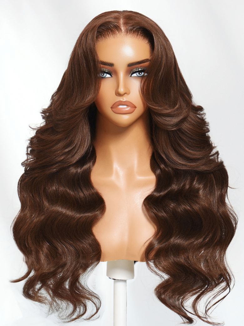 Sunber Chestnut Mocha Brown 13x4 Pre-Everything Lace Front Loose Wave Wig Put on and Go Glueless Wig