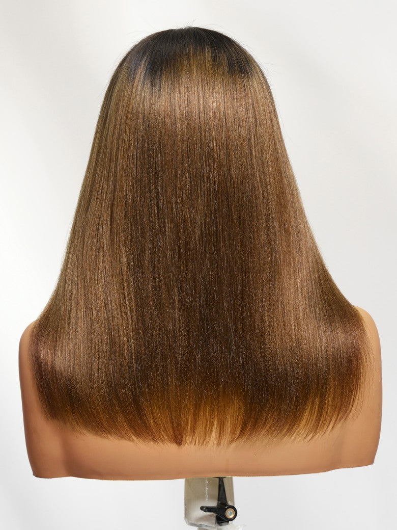 Sunber 7x5 Bye-Bye Knots Ombre Chestnut Brown Put On and Go Yaki Straight Lace Wig Flash Sale