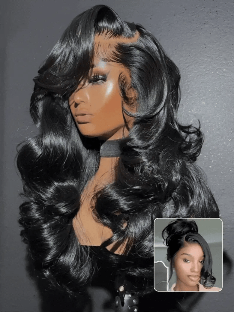 Sunber 13x4 Pre-Everything Wig With Loose Wave Face-Framing Layers And Side-Swept Bangs With Drawstring Glueless Human Hair Wig
