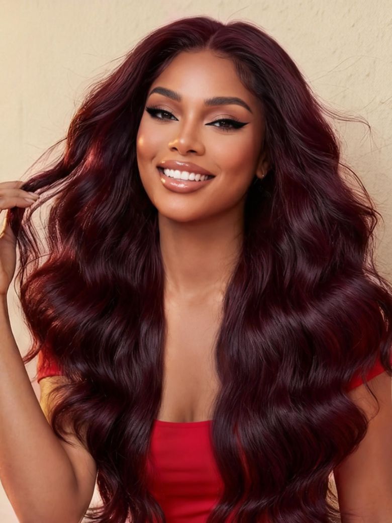 Sunber Black Cherry Lace Frontal Dark Burgundy Wig-Long Layered Cut & Pre Everything & Flash Sale