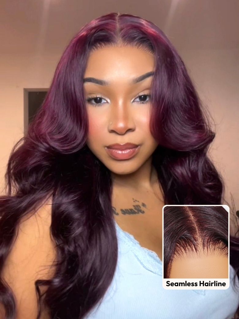 Sunber Black Cherry Lace Frontal Dark Burgundy Wig-Long Layered Cut & Pre Everything & Flash Sale