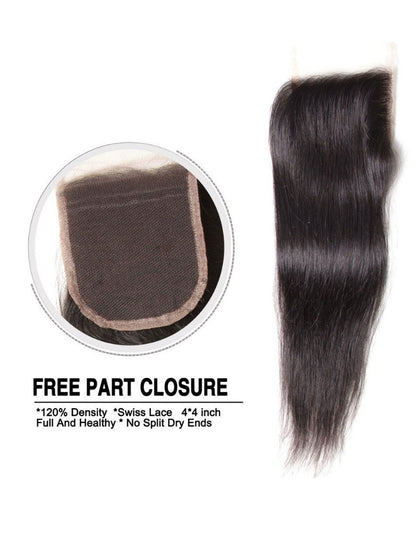 Sunber Virgin Peruvian Hair Straight Hair 4 Bundles With 4*4 Lace Closure, Hotsale Peruvian Hair Weaves Flash Sale