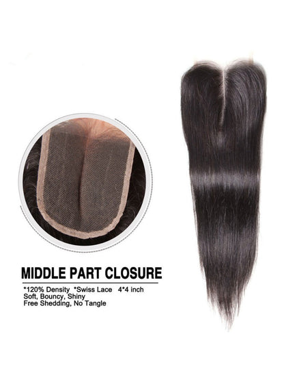 Sunber Hair Indian Virgin Hair Silky Straight Hair 3 Bundles With 4x4 Lace Closure, 8A Human Flash SaleHair Weaves