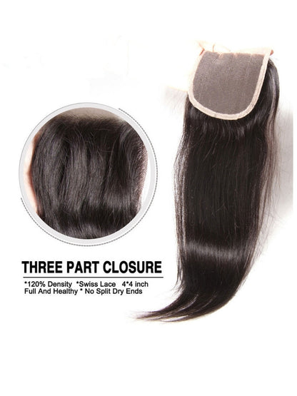 Sunber Virgin Peruvian Hair Straight Hair 4 Bundles With 4*4 Lace Closure, Hotsale Peruvian Hair Weaves Flash Sale