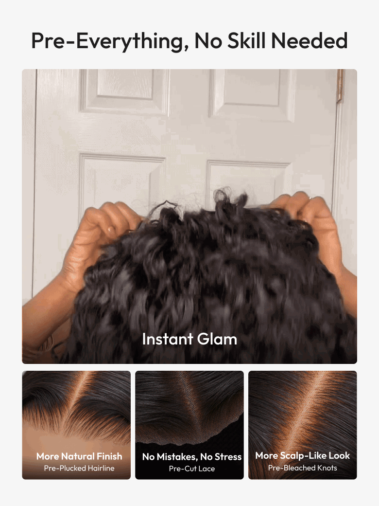 Sunber 7x5 HD Wet And Wavy Water Wave Bye Bye Knots Pre-Cut Lace Frontal Wigs With Elastic Drawstring