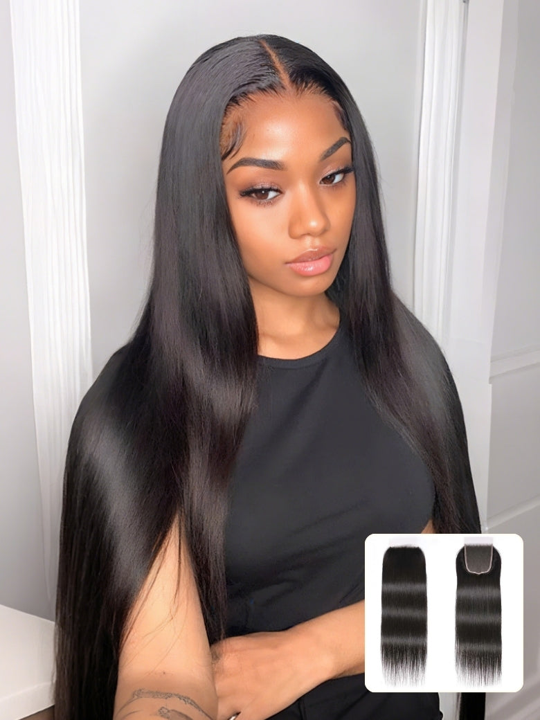 Sunber 1 Pc 5x5 HD Lace Closure Straight Hair Deep Parting Transparent Lace Closure Invisible Knots Human Hair Closure