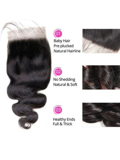 Sunber 1 Pc 5x5 HD Lace Closure Body Wave Hair Deep Parting Transparent Lace Closure Invisible Knots Human Hair Closure
