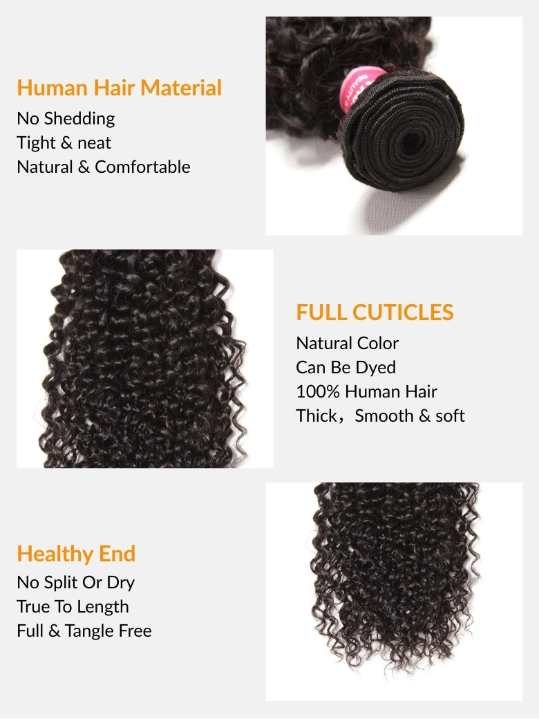 Sunber Jerry Curly Virgin Human Hair Weave 1pc/3pc Bundles-Can Be Dyed And Bleached