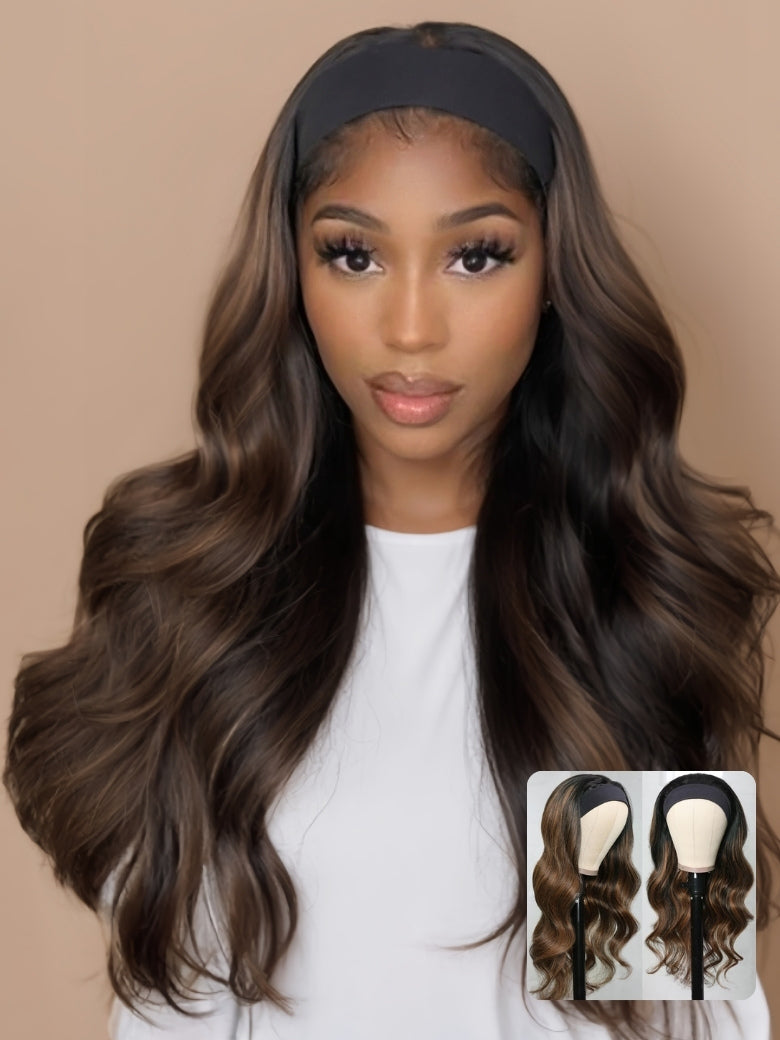 Sunber Balayage Highlight Dark Roots Body Wave Wear And Go Glueless Headband Wigs Flash Sale
