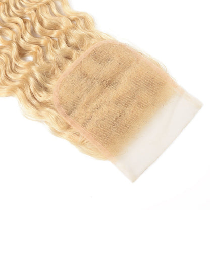 Sunber Hair 613 Blonde Deep Wave 3PCS  With 4X4 Lace Closure 100% Virgin Human Hair Weaves