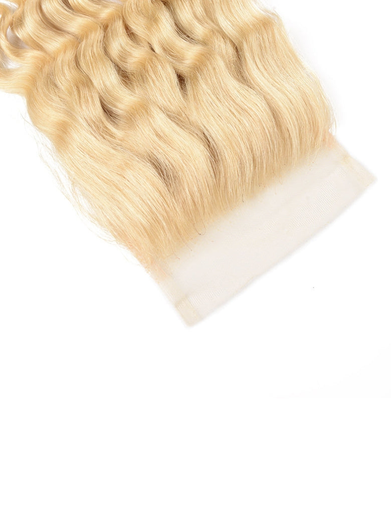 Sunber Hair 613 Blonde Deep Wave 3PCS  With 4X4 Lace Closure 100% Virgin Human Hair Weaves