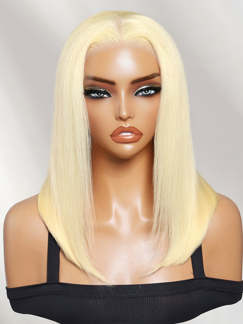 Sunber 613 Blonde Sleek Straight Bob 13x4 Lace Frontal Wig With Invisi Drawstring Flash Sale