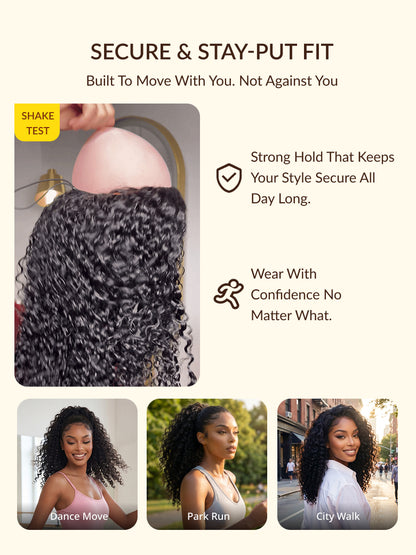 Sunber Burmese Curly Glueless Install Half Wig with Finger Coily Ends Beginner Friendly Flash Sale
