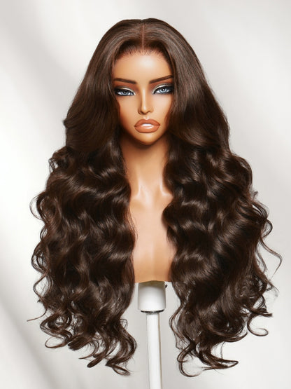 Sunber 7x5 Bye Bye Knots Chocolate Brown Body Wave Lace Closure Wig With Elastic Drawstring