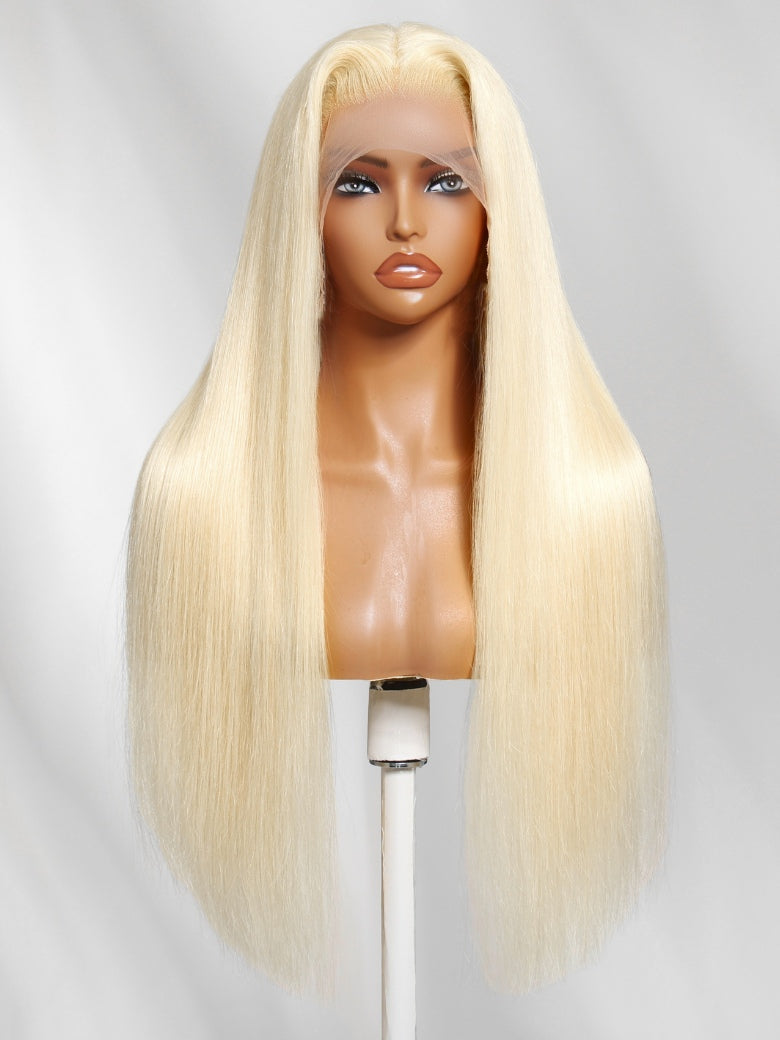 Sunber 613 Blonde Straight 13x4 Lace Frontal Wig With Invisi Drawstring Flash Sale