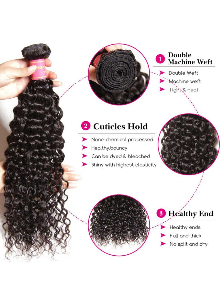 Sunber Hair Brazilian Virgin Jerry Curly Hair 3 Bundles with 4*4 Lace Closure 100% Human Hair Flash Sale