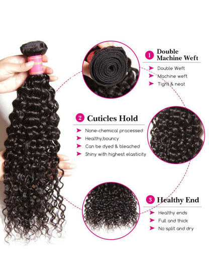 Sunber Hair Brazilian Virgin Jerry Curly Hair 3 Bundles with 4*4 Lace Closure 100% Human Hair Flash Sale