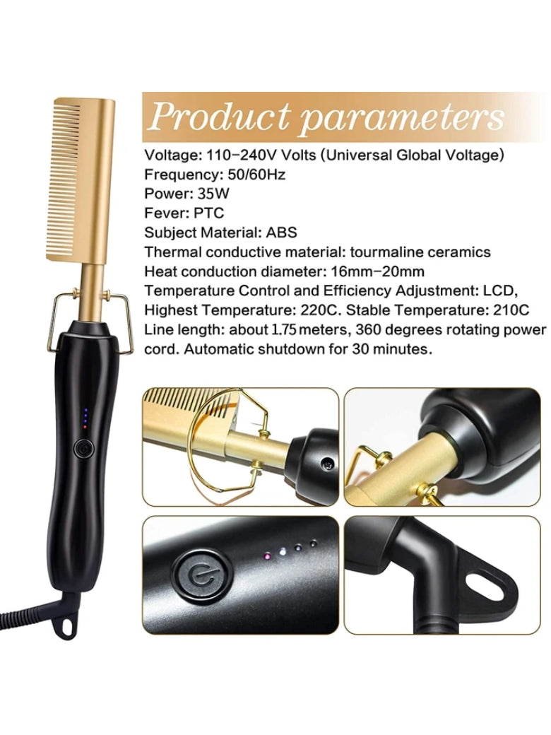 2500 Points Redeem 3 in 1 Hot Comb Hair Straightener  Multifunctional Copper Hair Straightener Brush Straightening Comb