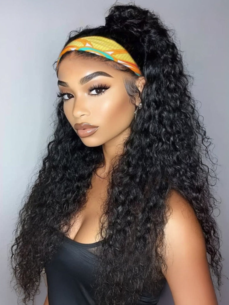 Sunber HookFit Water Wave Headband Wig Glueless Human Hair Wigs With Invisi Drawstring Flash Sale