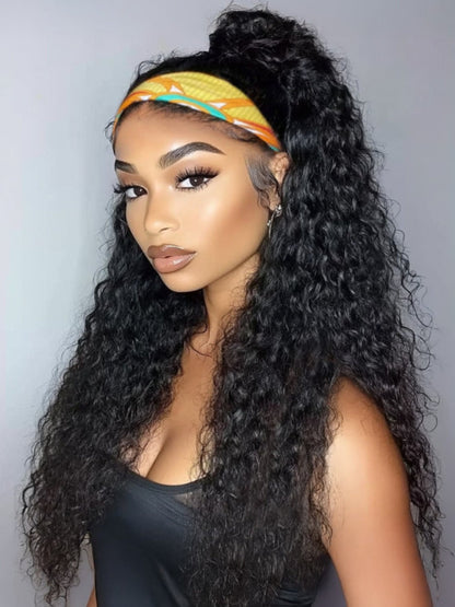 Sunber HookFit Water Wave Headband Wig Glueless Human Hair Wigs With Invisi Drawstring Flash Sale