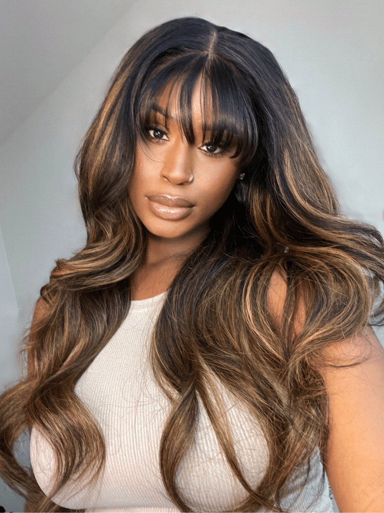 Sunber 13x4 Pre-Everything Lace Frontal Balayage Highlight Wig with Bangs
