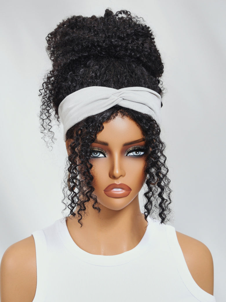 Sunber Flip Over 3/4 Half Wig Seamless Kinky Curly with 4C Edge and Invisi Drawstring-Glueless Put On And Go Beginner Friendly