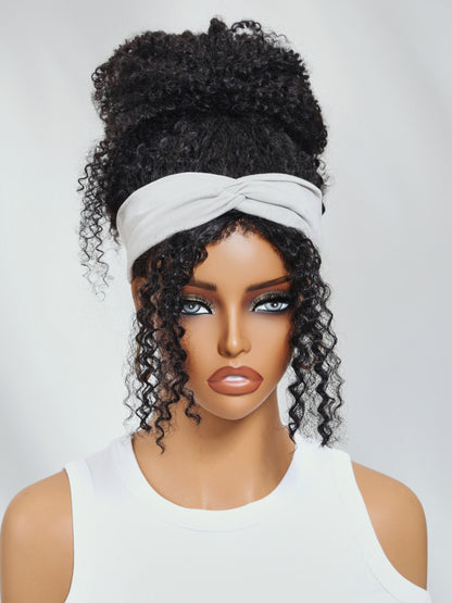 Sunber Flip Over 3/4 Half Wig Seamless Kinky Curly with 4C Edge and Invisi Drawstring-Glueless Put On And Go Beginner Friendly