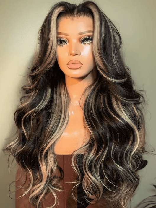Sunber 7x5 Pre Cut Caramel Honey Brown Highlights Pre-everything Glueless Loose Wave Lace Wig With Bye Bye Knots