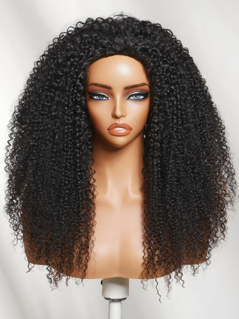 Sunber 2-in-1 Half Wig Black to Brown Ombre Turn-Around Kinky Curly Glueless With Invisi Drawstring Flash Sale
