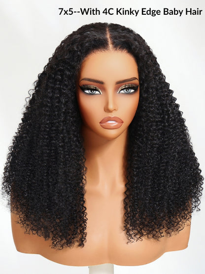 Extra 70% Off | Sunber 4C Kinky Curly Human Hair Lace Wigs 7x5 Bye Bye Knots