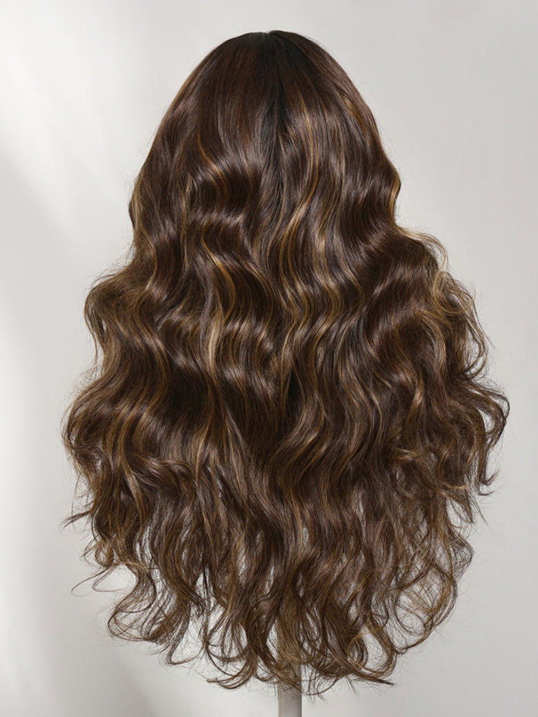 Sunber Body Wave 7x5 Pre Cut Lace Chocolate Brown Balayage Caramel Highlights With Invisi Drawstring
