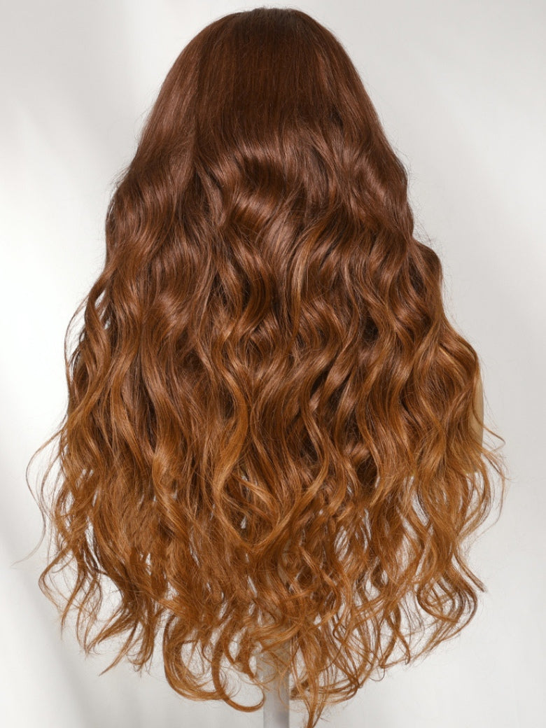 Sunber 13x4 Pre Everything Copper Auburn Ombre Body Wave Lace Frontal Wig With Elastic Drawstring