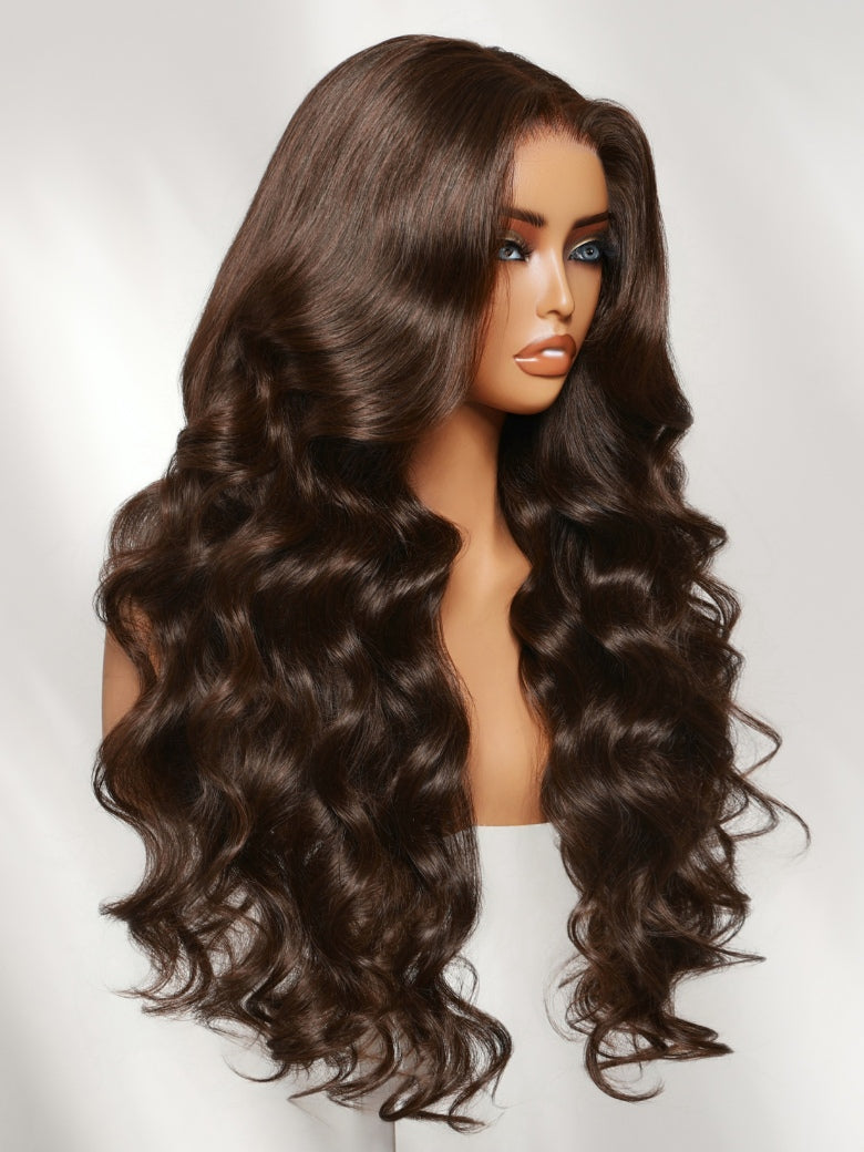 Sunber 7x5 Bye Bye Knots Chocolate Brown Body Wave Lace Closure Wig With Elastic Drawstring