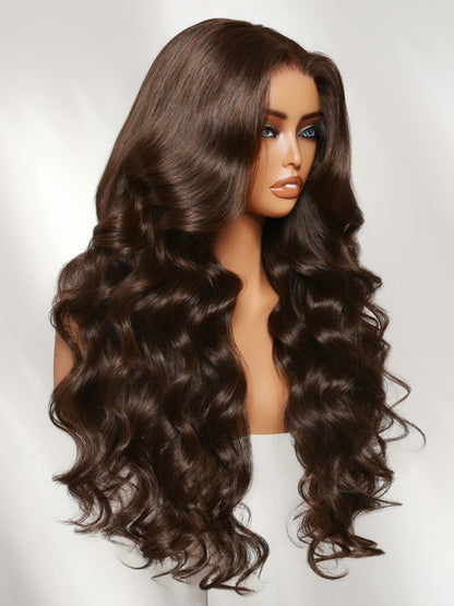 Sunber 7x5 Bye Bye Knots Chocolate Brown Body Wave Lace Closure Wig With Elastic Drawstring