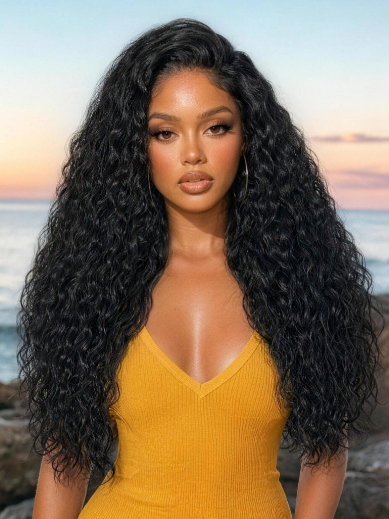 Sunber 13x4 Lace Kinky Water Wave No Slip Wig Full Volume Natural Texture