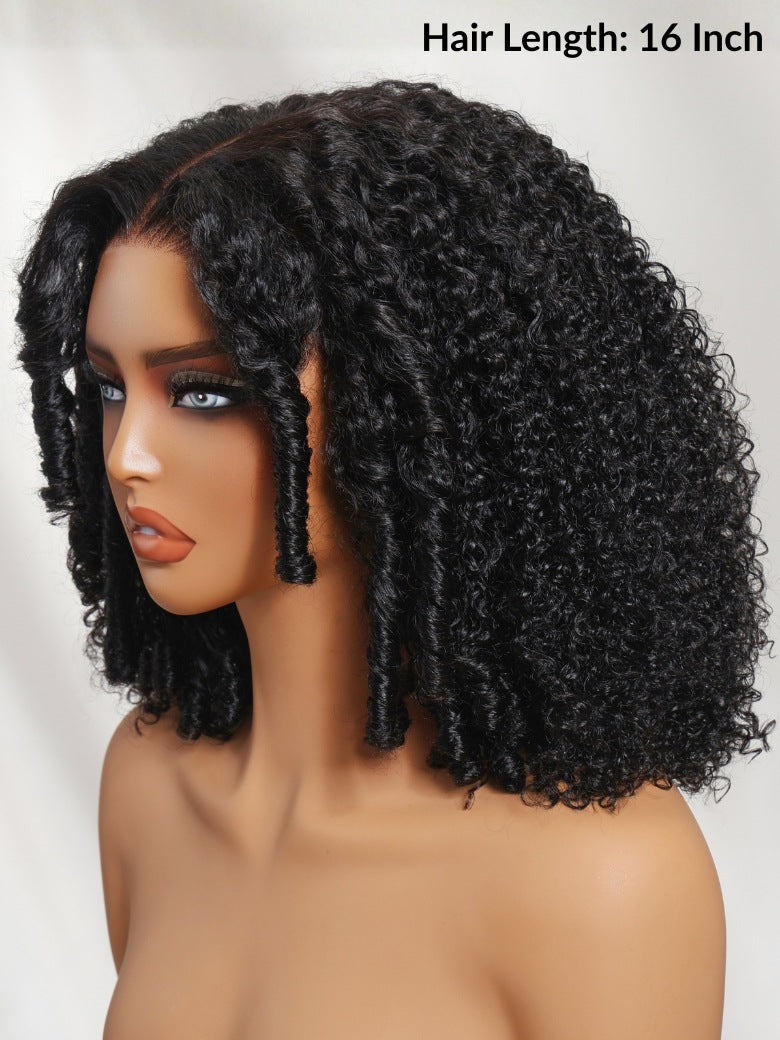 Extra 50% Off | Sunber 200% Density 7x5 Pre Cut Pre-Styled Finger Coils Afro Kinky Curly Lace Wig With Invisi Drawstring