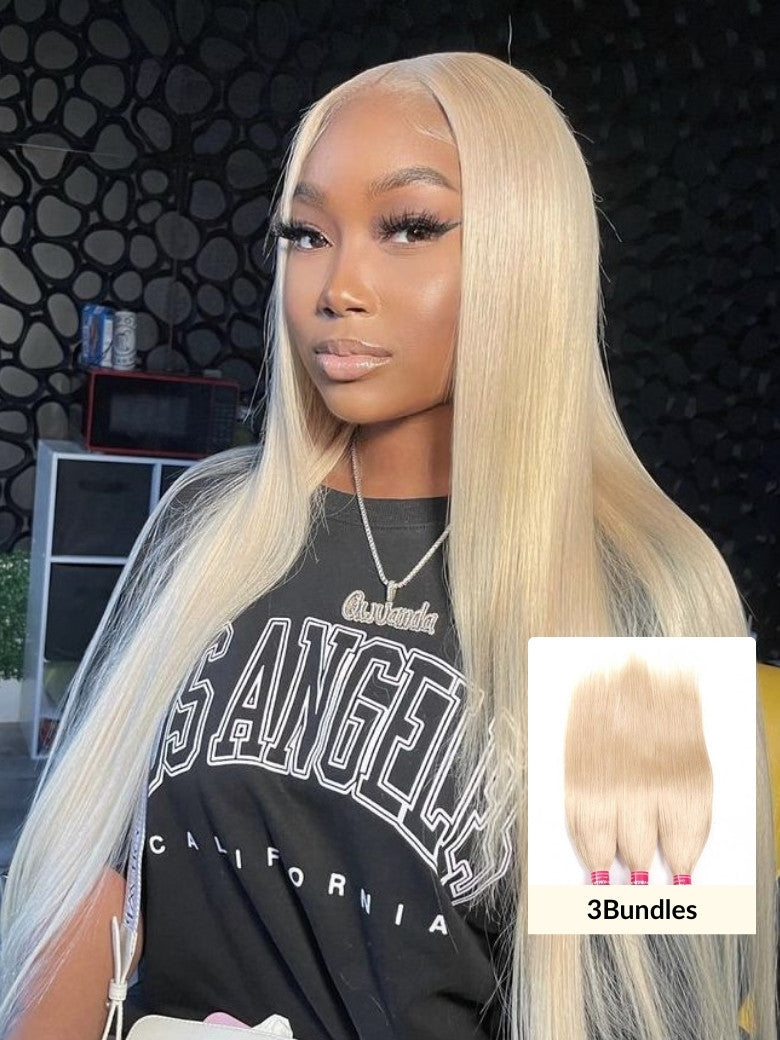 Sunber Hair Blonde 613 Hair Weave 3 Bundles Straight Hair Virgin Human Hair Weft