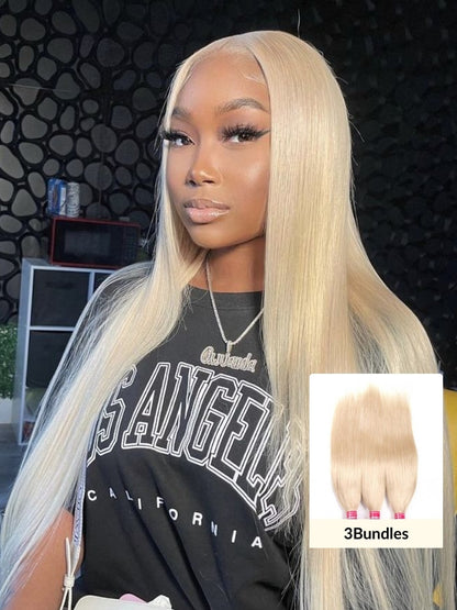 Sunber Hair Blonde 613 Hair Weave 3 Bundles Straight Hair Virgin Human Hair Weft